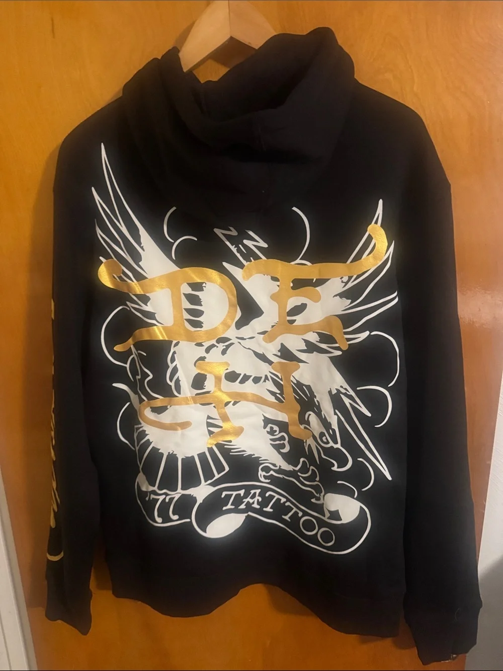 Ed Hardy Hoodie Mens Large Black